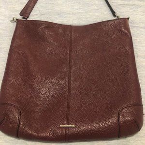 REBECCA MINKHOFF Slim Regan Hobo in Burgundy Pebbled Leather